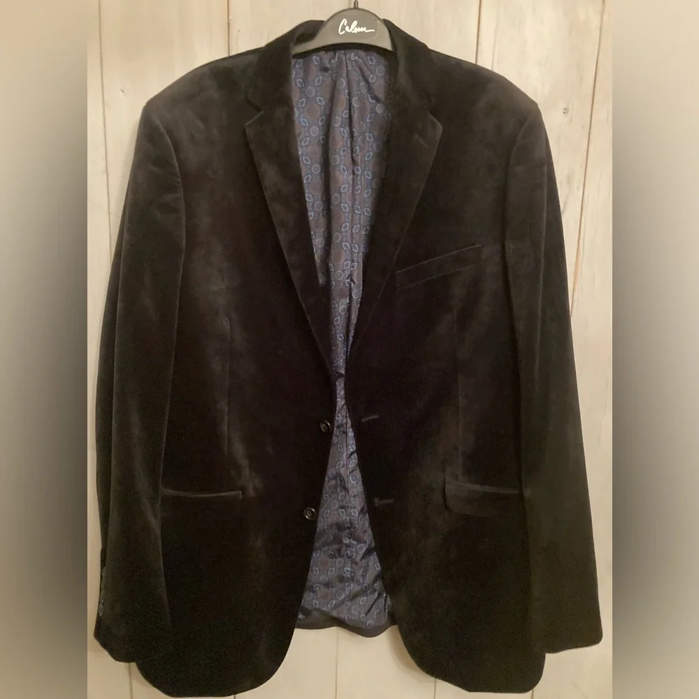 BACHRACH Black Velvet 2 Button Sportscoat Jacket Blazer‎ Sz 42L